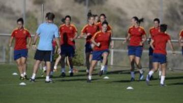 La Selecci&oacute;n Absoluta durante un entrenamiento en la Ciudad del F&uacute;tbol en Las Rozas. 