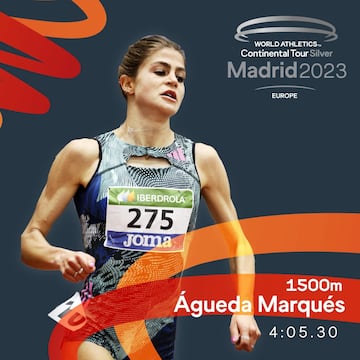 Águeda Marqués, participante en el 1500 del World Athletics Continental Tour Silver Madrid en el Estadio Vallehermoso