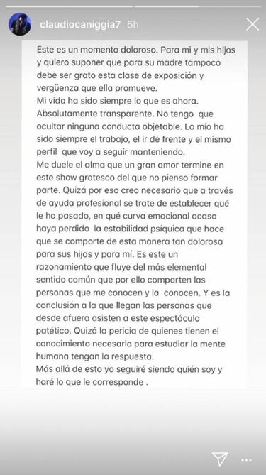 La respuesta de Caniggia: “No tengo que ocultar ninguna conducta objetable”