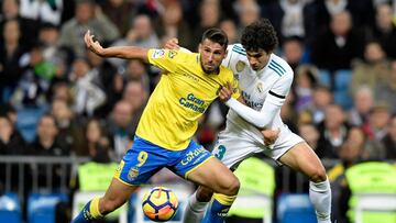 Jonathan Calleri durante un partido entre Las Palmas y el Real Madrid.