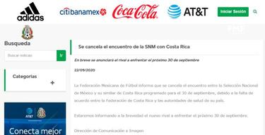 El amistoso entre México y Costa Rica quedó cancelado