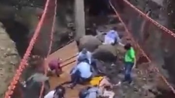 Alcalde de Cuernavaca y su esposa caen tras desplomarse puente colgante; se reportan heridos