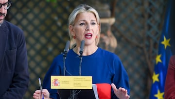 La vicepresidenta segunda del Gobierno y ministra de Trabajo y Econom¨ªa Social, Yolanda D¨ªaz, presenta el Plan Estival 2024 de la Inspecci¨®n de Trabajo y Seguridad Social, en el Palacio de Zurbano, a 21 de junio de 2024, en Madrid (Espa?a). Yolanda D¨ªaz ha presentado hoy el Plan Estival 2024 de la Inspecci¨®n de Trabajo y Seguridad Social, cuyo objetivo es proteger a los trabajadores de los riesgos ante la exposici¨®n a las altas temperaturas de la ¨¦poca veraniega.
21 JUNIO 2024;PLAN;ESTIVAL;VERANO;TRABAJO;TRABAJDORES;RIESGOS;TEMPERATURA;ALTA
Gustavo Valiente / Europa Press
21/06/2024