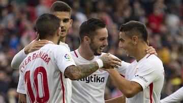 El Sevilla celebrando un gol.