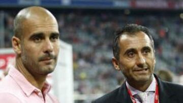 ÍNTIMOS AMIGOS. Estiarte desveló además que Guardiola repartió el dinero de la campaña publicitaria con el Banco Sabadell con numerosos empleados del club.