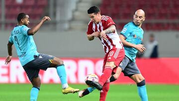 James Rodríguez durante un partido con Olympiacos en la Superliga de Grecia.