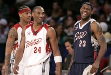 LeBron James, Kobe Bryant y Carmelo Anthony durante el All-Star de 2007. LeBron ha sido 6 veces campeón con la Conferencia Este.