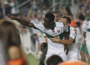 Elche-Real Madrid. Boakye celebra el gol del empate.