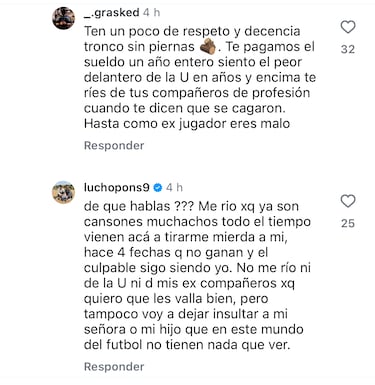 Luciano Pons se agota de las críticas de los hinchas de la U y dispara antes de enfrentar a Colo Colo