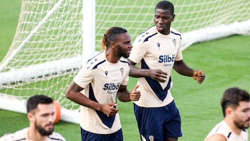 Rominigue Kouamé en un entrenamiento con el grupo en la Ciudad Deportiva.