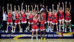 La Selección Sub-20 femenina celebra la conquista del Eurobasket.