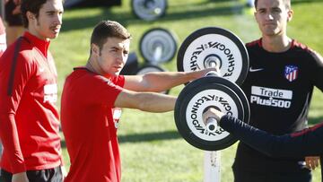 El capit&aacute;n del Atl&eacute;tico de Madrid, Gabi, durante un entrenamiento.