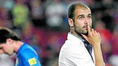 <b>DERROTA. </b>Esta es la cara que se les quedó a Guardiola y Messi tras caer derrotados en el Gamper.