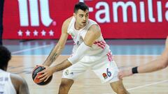 Alberto Abalde, con el Real Madrid en un partido de la Euroliga.