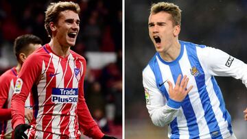 Griezmann con el Atlético y la Real Sociedad.