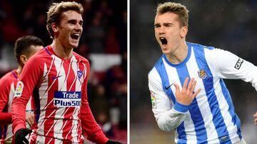 Griezmann con el Atl&eacute;tico y la Real Sociedad. 