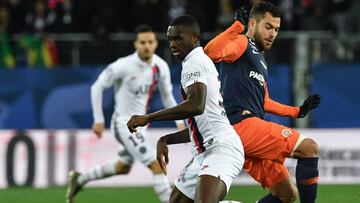 Tanguy Kouassi durante el partido entre Paris Saint-Germain y Montpellier.