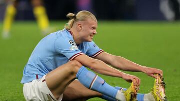 FILE PHOTO: Soccer Football - Champions League - Group G - Borussia Dortmund v Manchester City - Signal Iduna Park, Dortmund, Germany - October 25, 2022 Manchester City's Erling Braut Haaland reacts REUTERS/Thilo Schmuelgen/File Photo