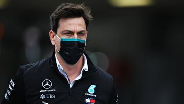 PORTIMAO, PORTUGAL - OCTOBER 25: Mercedes GP Executive Director Toto Wolff looks on during the F1 Grand Prix of Portugal at Autodromo Internacional do Algarve on October 25, 2020 in Portimao, Portugal. (Photo by Mark Thompson/Getty Images)