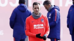 Kalinic, durante un entrenamiento con el Atl&eacute;tico.
 
 