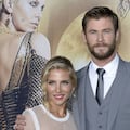 Cast member Chris Hemsworth and wife Elsa Pataky pose during the premiere of the film "The Huntsman: Winter's War" in Los Angeles