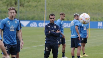 Borja Jiménez en un entrenamiento del Deportivo.