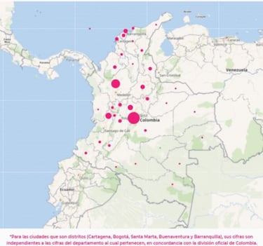 Mapa de casos y muertes por coronavirus por departamentos en Colombia: hoy, 14 de noviembre