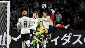 Soccer Football - International Friendly - Japan v Colombia - Yodoko Sakura Stadium, Osaka, Japan - March 28, 2023 Colombia's Rafael Borre scores their second goal REUTERS/Issei Kato