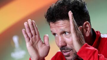 Soccer Football - Europa League - Atletico Madrid Press Conference - Wanda Metropolitano, Madrid, Spain - May 9, 2018 Atletico Madrid coach Diego Simeone during the press conference REUTERS/Sergio Perez