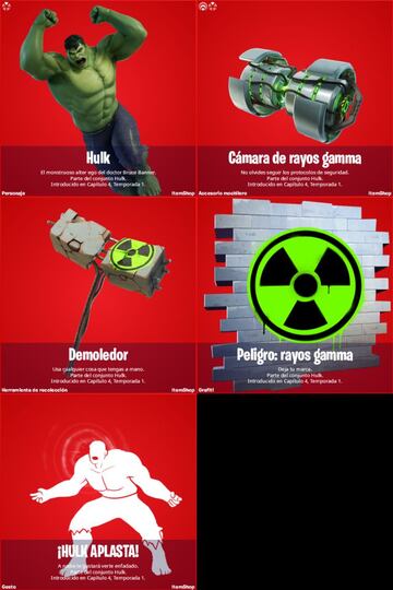 Todos los objetos de Hulk en Fortnite