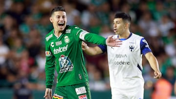 MEX373. LEÓN (MÉXICO), 20/04/2025.- James Rodríguez de León da indicaciones este domingo, en un partido de la jornada 17 del torneo Clausura 2025 de la Liga MX entre León y Monterrey, en el estadio León en la ciudad de León (México). EFE/ Luis Ramírez