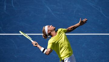 Toronto (Canada), 12/08/2023.- Alejandro Davidovich Fokina of Spain in action against Alex De Minaur of Australia during the men's semi-final match at the 2023 National Bank Open tennis tournament in Toronto, Canada, 12 August 2023. (Tenis, España) EFE/EPA/EDUARDO LIMA