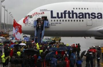 Recibimiento en el aeropuerto de Munich.