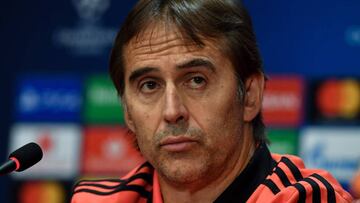 Real Madrid's Spanish coach Julen Lopetegui attends a press conference at the Luzhniki stadium in Moscow on October 1, 2018 on the eve of the UEFA Champions League group G football match between PFC CSKA Moscow and Real Madrid CF. (Photo by Yuri KADO