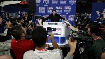 Aaron Gordon, durante una comparecencia previa al Concurso de Mates de la NBA 2020