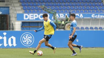 Trilli en un entrenamiento con el Deportivo
