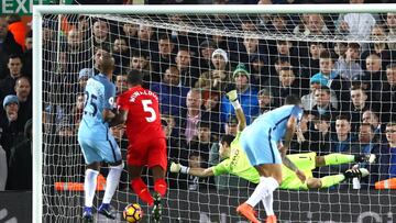 LIVERPOOL, ENGLAND - DECEMBER 31:  Georginio Wijnaldum of Liverpool scores his sides first goal during the Premier League match between Liverpool and Manchester City at Anfield on December 31, 2016 in Liverpool, England.  (Photo by Clive Brunskill/Getty Images)