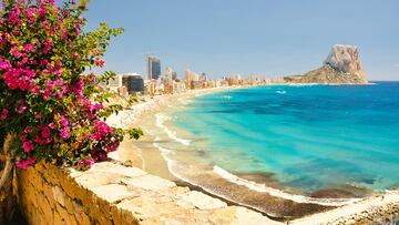 Colorful Mediterranean seascape. Mountain Penyal d'Ifach. Calpe beach, Spain.