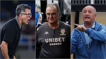 Juan Carlos Osorio, Marcelo Bielsa y Luis Felipe Scolari, tres entrenadores que han sonado en algún momento para la Selección Colombia.