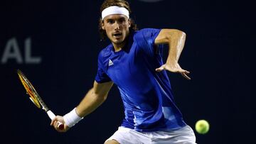 TORONTO, ON - AUGUST 10: Stefanos Tsitsipas of Greece hits a shot against Ugo Humbert of France during a second round match on Day Two of the National Bank Open at Aviva Centre on August 10, 2021 in Toronto, Ontario, Canada. Vaughn Ridley/Getty Images/AFP
== FOR NEWSPAPERS, INTERNET, TELCOS & TELEVISION USE ONLY ==