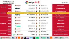 Horario jornada 20 de Segunda Divisi&oacute;n. 