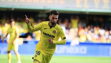 Baena celebra su gol ante el Barça esta misma temporada.