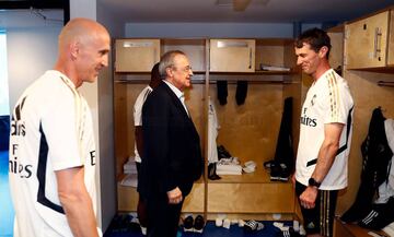 Florentino Pérez saludando a Grégory Dupont nuevo preparador físico del Real Madrid