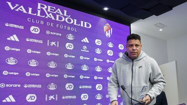 VALLADOLID, 05/06/2023.-El presidente del Real Valladolid, Ronaldo Nazário, comparece este lunes en rueda de prensa tras cerrar ayer el equipo la temporada con un descenso a segunda categoría.EFE/Nacho Gallego