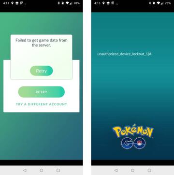 Lo que sale cuando iniciamos Pokemon GO en un m&oacute;vil rooteado, o tambi&eacute;n que parece estarlo: acceso denegado