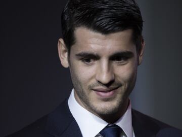 Álvaro Morata arriving for his presentation at the Metropolitano.