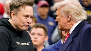 Elon Musk y Donald Trump durante el campeonato de lucha libre masculino de la NCAA en Filadelfia, Pensilvania.
