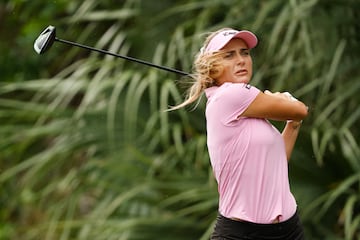 Lexi Thompson of the United States plays her shot from the 11th tee during the pro-am prior to the CME Group Tour Championship 2024.