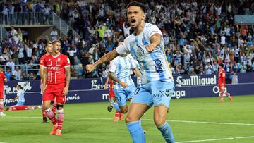 Nelson Monte, celebrando el gol de la victoria ante el FC Cartagena.