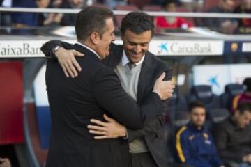 Saludo inicial entre Luis Enrique y Sandoval.